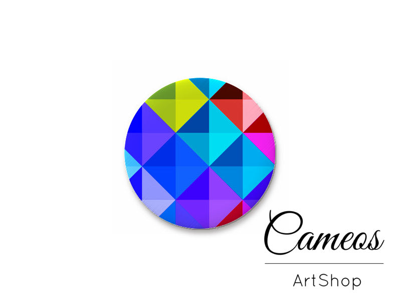 Round handmade glass cabochons 8mm up to 25mm, Triangles Motive- L169 - Cameos Art Shop
