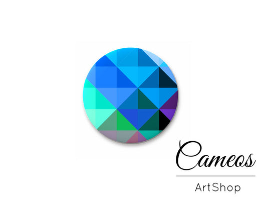 Round handmade glass cabochons 8mm up to 25mm, Triangles Motive- L172 - Cameos Art Shop