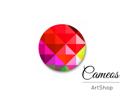 Round handmade glass cabochons 8mm up to 25mm, Triangles Motive- L174 - Cameos Art Shop