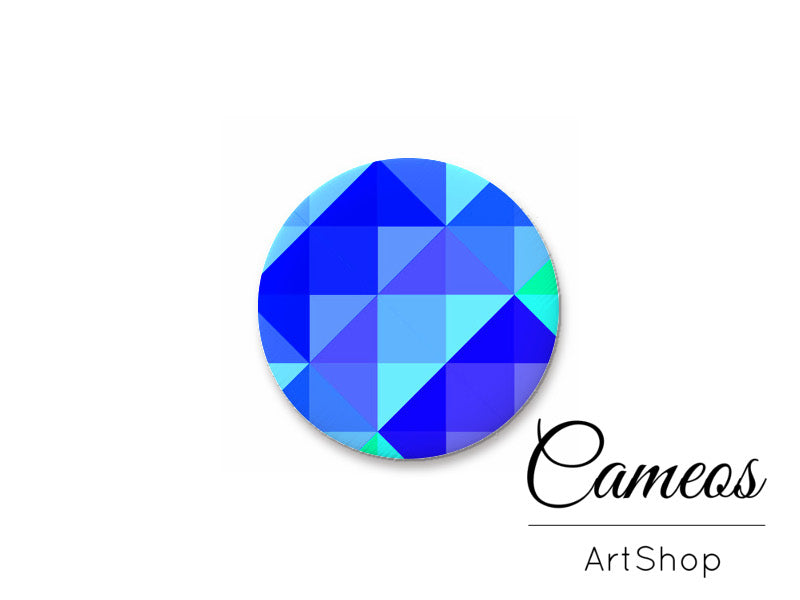 Round handmade glass cabochons 8mm up to 25mm, Triangles Motive- L175 - Cameos Art Shop