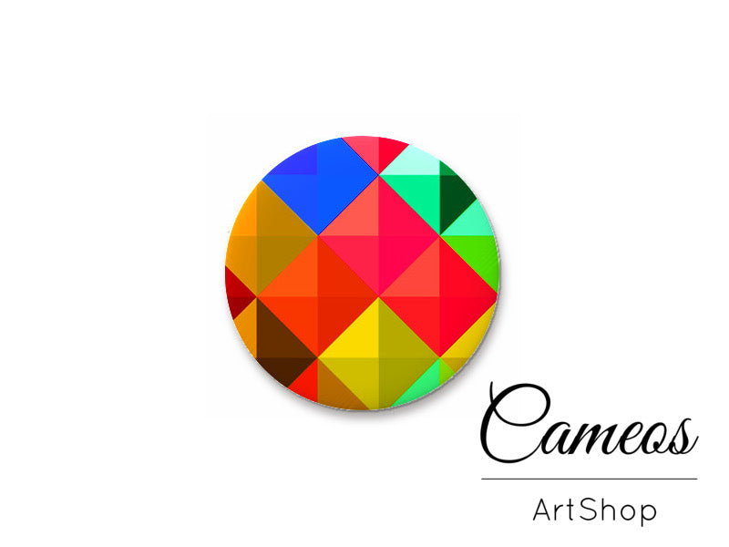 Round handmade glass cabochons 8mm up to 25mm, Triangles Motive- L176 - Cameos Art Shop