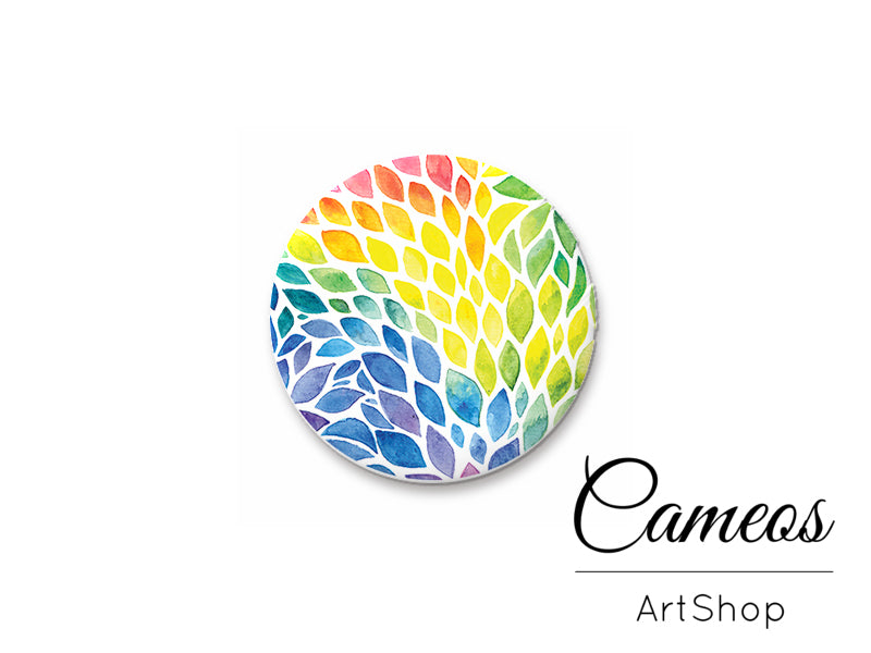 Round handmade glass cabochons 8mm up to 25mm, Colorful Leaves Motive- L177 - Cameos Art Shop