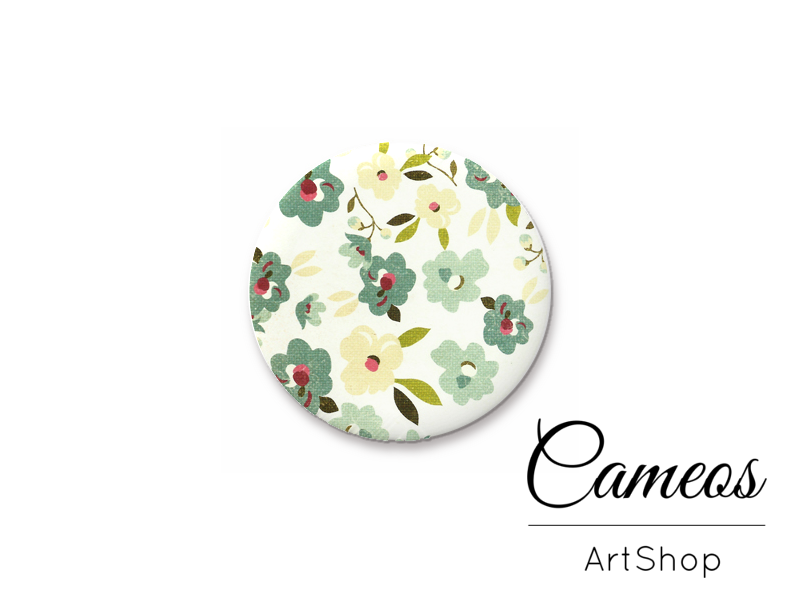 Round handmade glass cabochons 8mm up to 25mm, Floral Motive- L18 - Cameos Art Shop