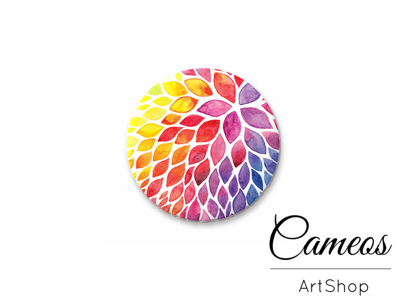 Round handmade glass cabochons 8mm up to 25mm, Colorful Leaves Motive- L180 - Cameos Art Shop