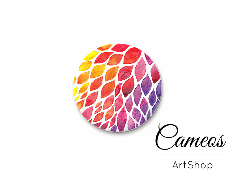 Round handmade glass cabochons 8mm up to 25mm, Colorful Leaves Motive- L182 - Cameos Art Shop