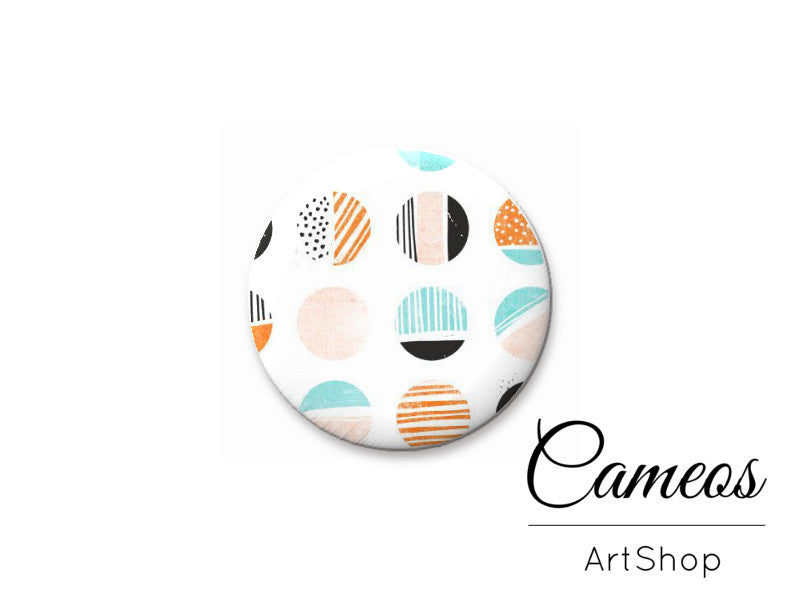 Round handmade glass cabochons 8mm up to 25mm, Circles Motive- L198 - Cameos Art Shop