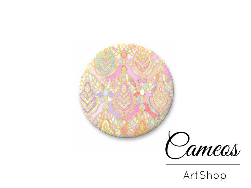Round handmade glass cabochons 8mm up to 25mm, Abstract Motive- L205 - Cameos Art Shop
