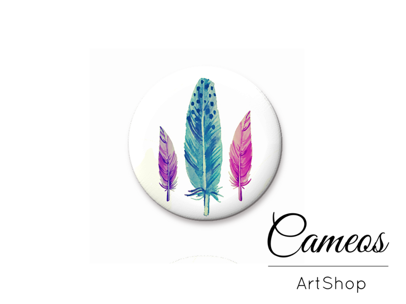 Round handmade glass cabochons 8mm up to 25mm, Feather Motive- L21 - Cameos Art Shop