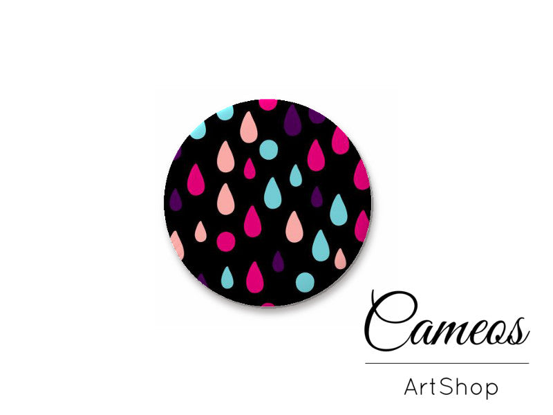 Round handmade glass cabochons 8mm up to 25mm, Drops Motive- L210 - Cameos Art Shop