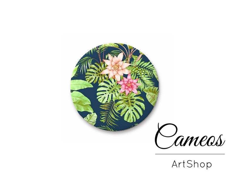 Round handmade glass cabochons 8mm up to 25mm, Flowers Motive- L223 - Cameos Art Shop