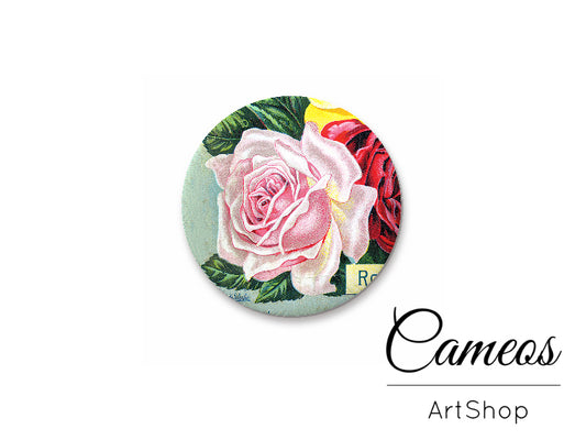 Round handmade glass cabochons 8mm up to 25mm, Flowers- L241 - Cameos Art Shop