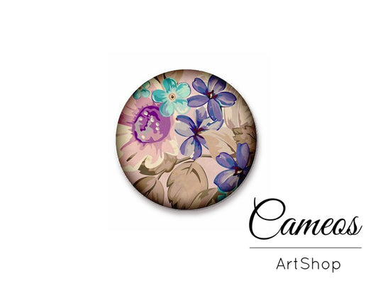 Round handmade glass cabochons 8mm up to 25mm, Vintage flowers- L246 - Cameos Art Shop
