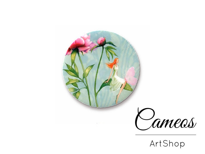 Round handmade glass cabochons 8mm up to 25mm, Cute Girls- L251 - Cameos Art Shop