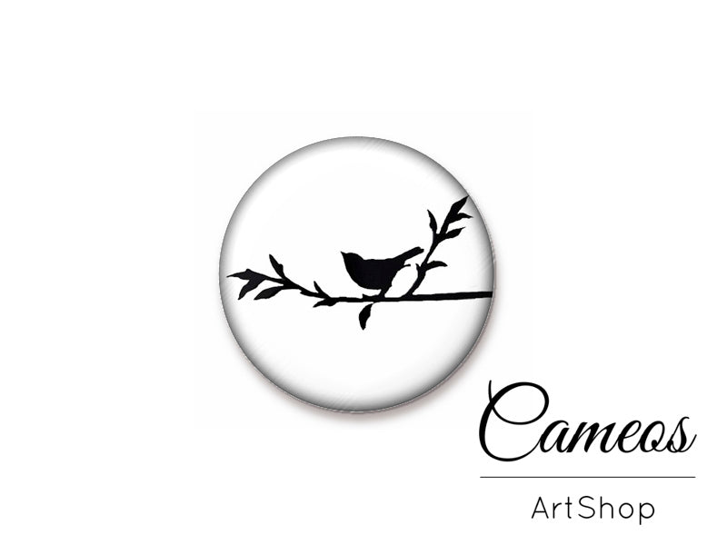 Round handmade glass cabochons 8mm up to 25mm, Birds- L254 - Cameos Art Shop