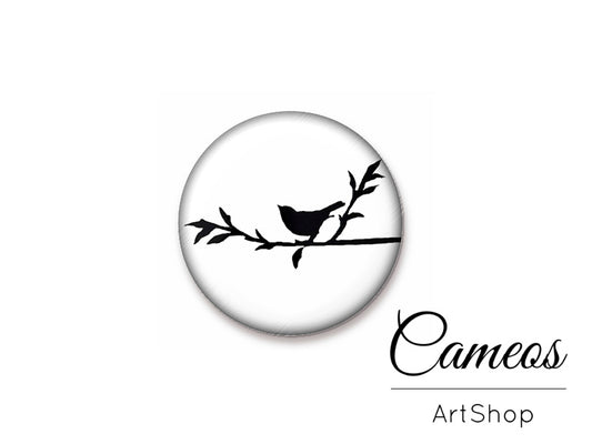 Round handmade glass cabochons 8mm up to 25mm, Birds- L254 - Cameos Art Shop