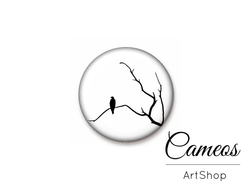 Round handmade glass cabochons 8mm up to 25mm, Birds- L255 - Cameos Art Shop