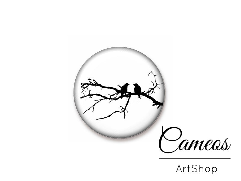 Round handmade glass cabochons 8mm up to 25mm, Birds- L256 - Cameos Art Shop