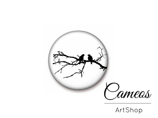 Round handmade glass cabochons 8mm up to 25mm, Birds- L256 - Cameos Art Shop