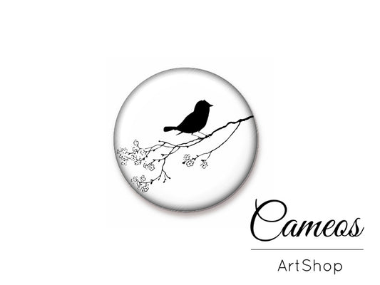 Round handmade glass cabochons 8mm up to 25mm, Birds- L257 - Cameos Art Shop