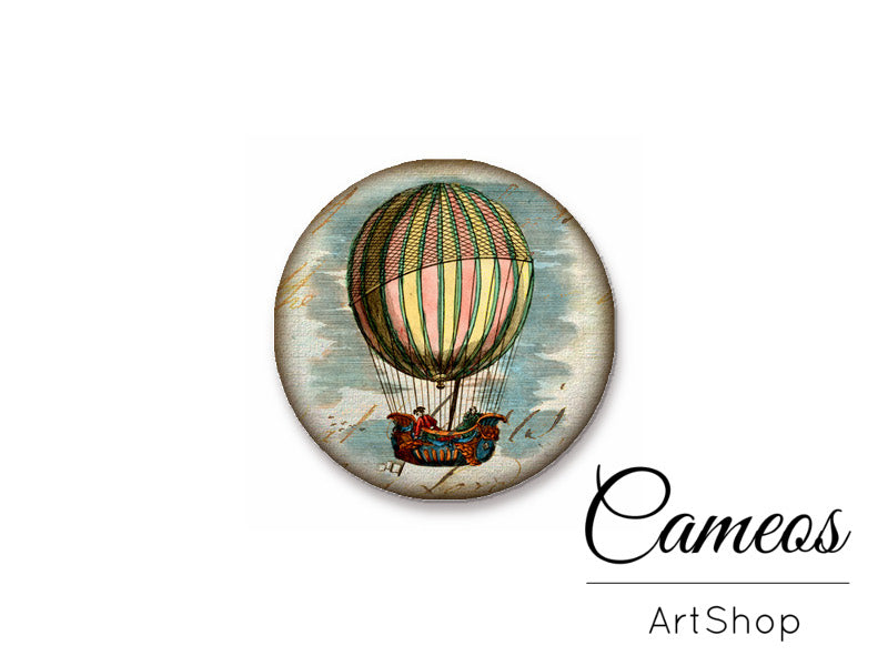 Round handmade glass cabochons 8mm up to 25mm, Hot Air balloon- L259 - Cameos Art Shop