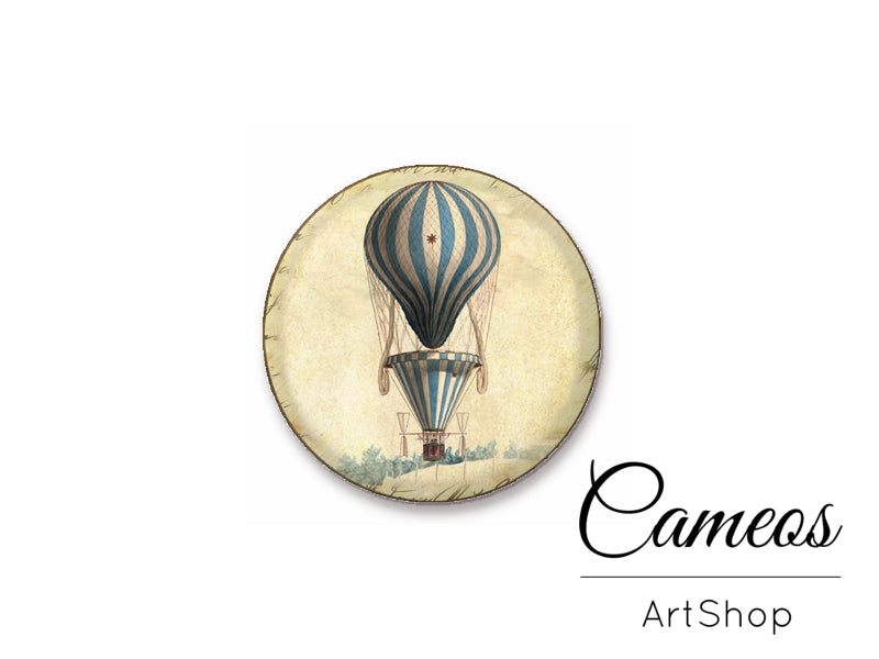 Round handmade glass cabochons 8mm up to 25mm, Hot Air balloon- L260 - Cameos Art Shop