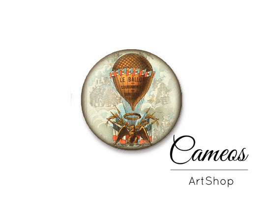 Round handmade glass cabochons 8mm up to 25mm, Hot Air balloon- L261 - Cameos Art Shop