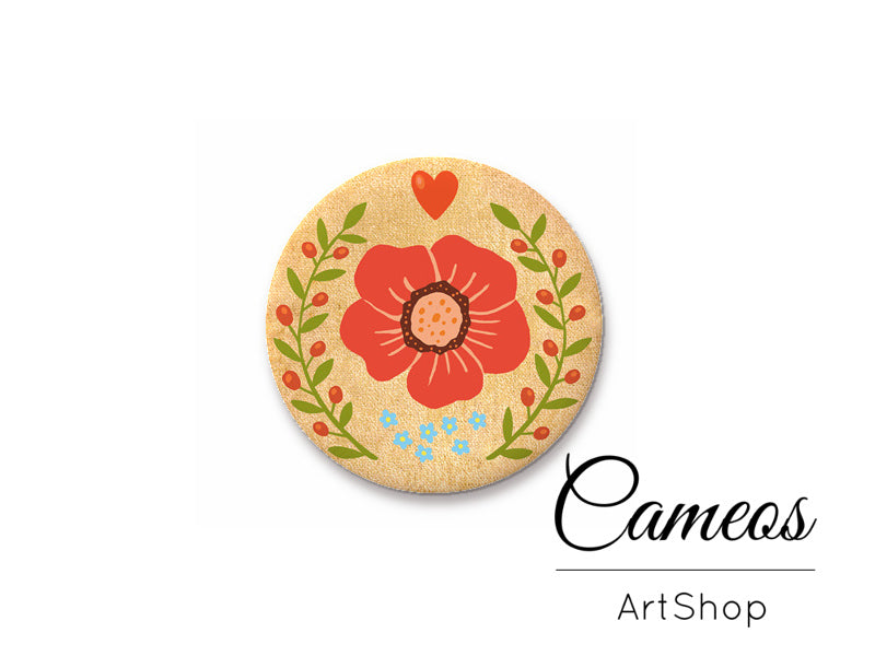 Round handmade glass cabochons 8mm up to 25mm, Flowers- L267 - Cameos Art Shop