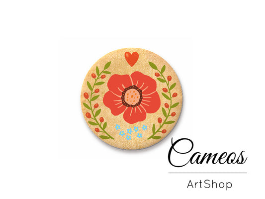 Round handmade glass cabochons 8mm up to 25mm, Flowers- L267 - Cameos Art Shop