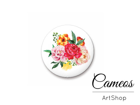 Round handmade glass cabochons 8mm up to 25mm, Flowers- L270 - Cameos Art Shop