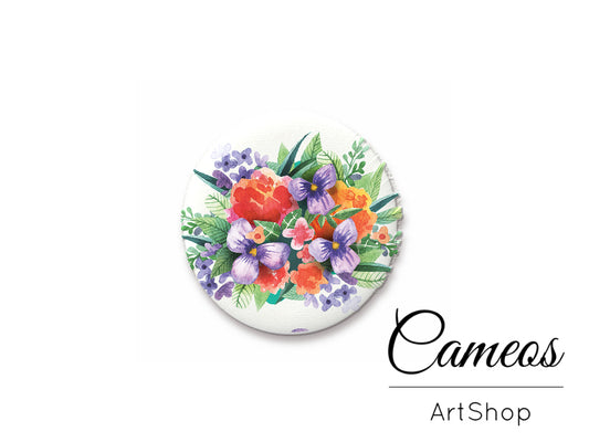 Round handmade glass cabochons 8mm up to 25mm, Flowers- L274 - Cameos Art Shop