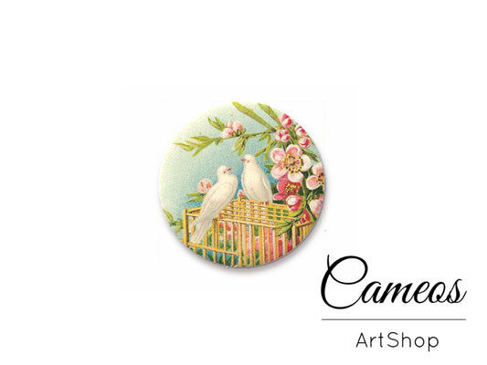 Round handmade glass cabochons 8mm up to 25mm, Birds- L295 - Cameos Art Shop