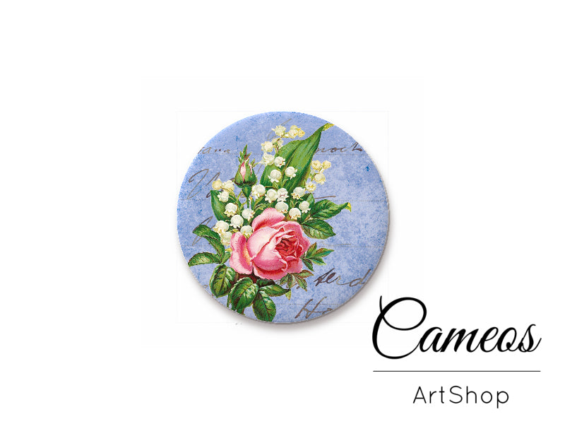 Round handmade glass cabochons 8mm up to 25mm, Floral- L296 - Cameos Art Shop