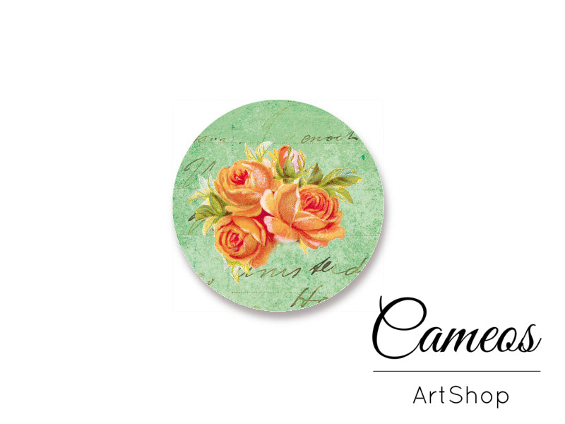 Round handmade glass cabochons 8mm up to 25mm, Floral- L297 - Cameos Art Shop