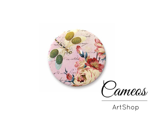 Round handmade glass cabochons 8mm up to 25mm, Dragonfly- L328 - Cameos Art Shop