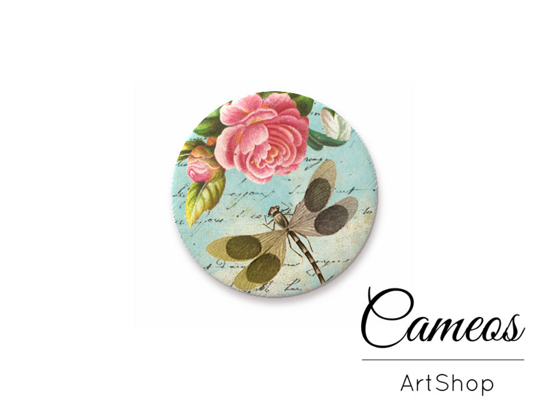 Round handmade glass cabochons 8mm up to 25mm, Dragonfly- L330 - Cameos Art Shop