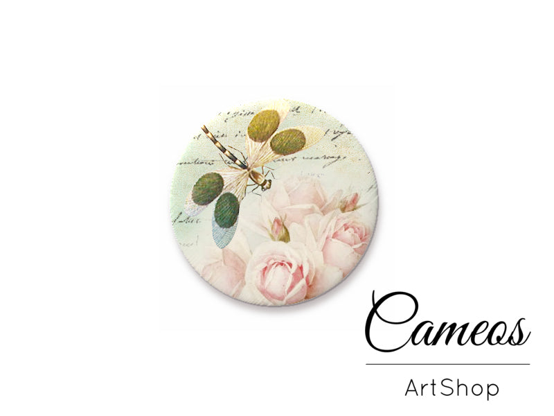 Round handmade glass cabochons 8mm up to 25mm, Dragonfly- L331 - Cameos Art Shop