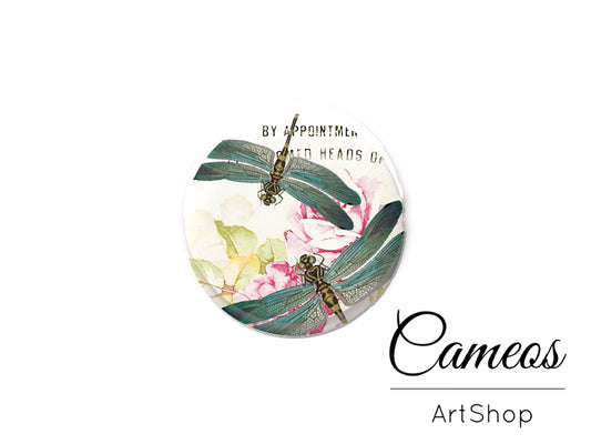 Round handmade glass cabochons 8mm up to 25mm, Dragonfly- L332 - Cameos Art Shop