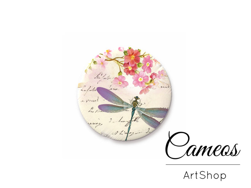 Round handmade glass cabochons 8mm up to 25mm, Dragonfly- L333 - Cameos Art Shop