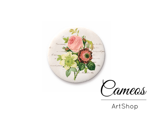 Round handmade glass dome cabochons 8mm up to 25mm, Flowers Motiv- L348 - Cameos Art Shop