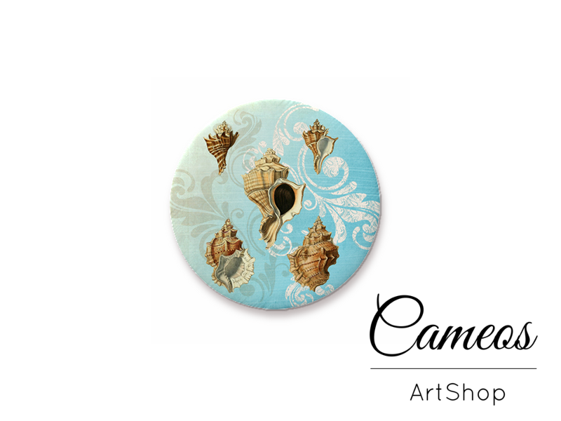 Round handmade glass dome cabochons 8mm up to 25mm, Sea Motiv- L352 - Cameos Art Shop