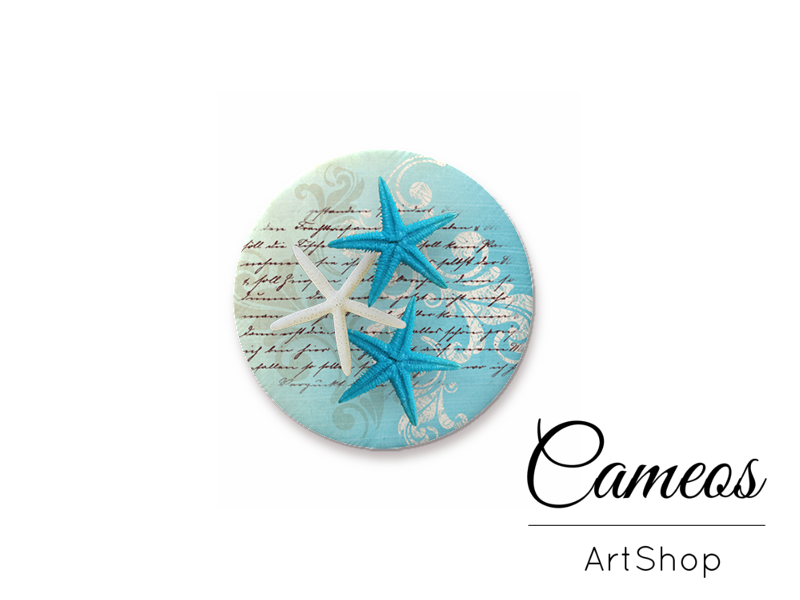 Round handmade glass dome cabochons 8mm up to 25mm, Sea Motiv- L354 - Cameos Art Shop