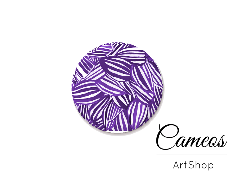 Round handmade glass dome cabochons 8mm up to 25mm, Purple retro- L365 - Cameos Art Shop