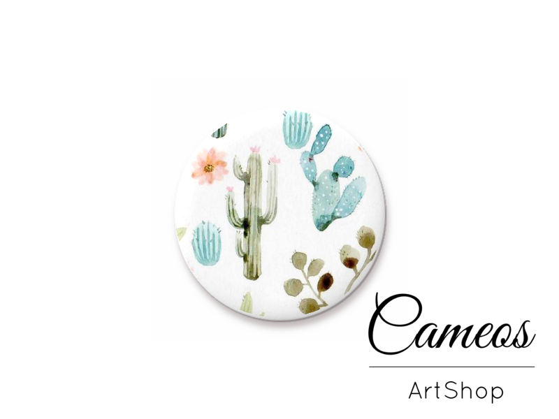 Round handmade glass dome cabochons 8mm up to 25mm, Cactus- L368 - Cameos Art Shop