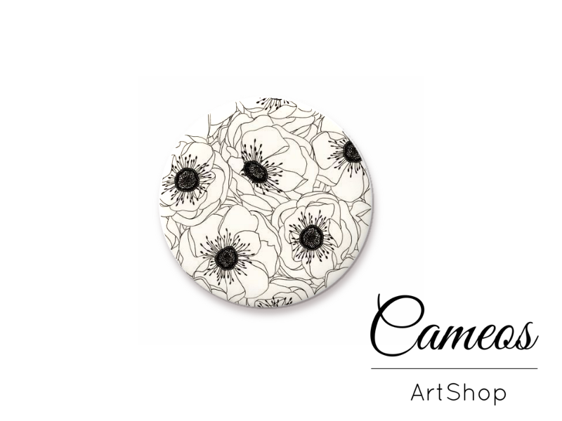 Round handmade glass dome cabochons 8mm up to 25mm, Flowers- L371 - Cameos Art Shop