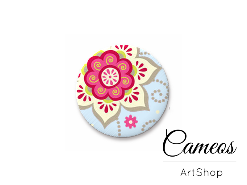 Round handmade glass dome cabochons 8mm up to 25mm, Flowers- L376 - Cameos Art Shop