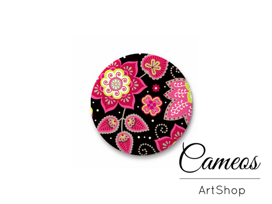 Round handmade glass dome cabochons 8mm up to 25mm, Flowers- L379 - Cameos Art Shop