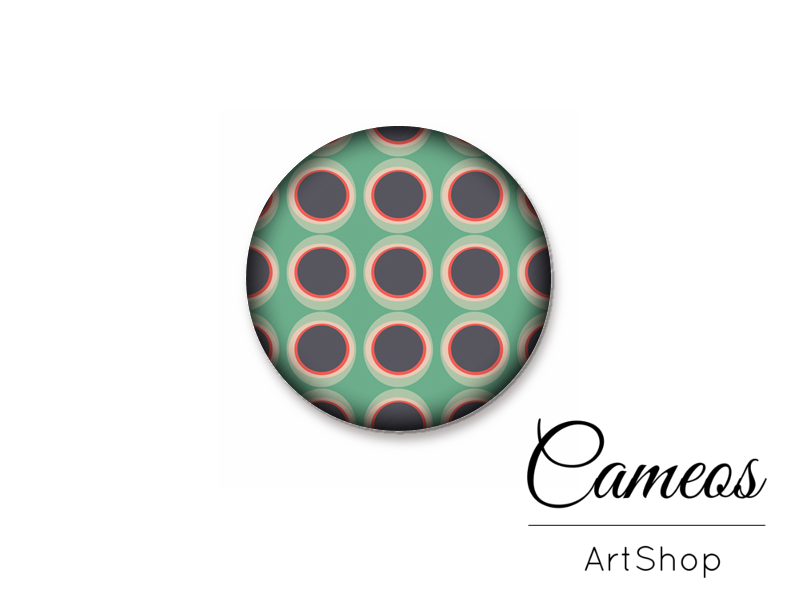 Round handmade glass cabochons 8mm up to 25mm, Retro Motive- L38 - Cameos Art Shop