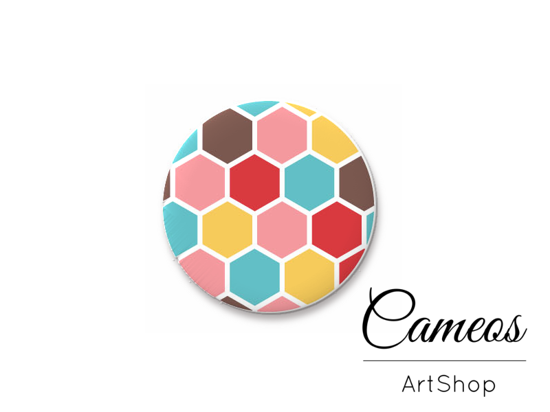 Round handmade glass dome cabochons 8mm up to 25mm, Geometric- L388 - Cameos Art Shop