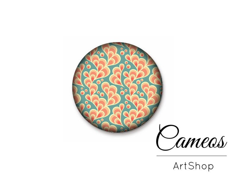 Round handmade glass cabochons 8mm up to 25mm, Retro Motive- L39 - Cameos Art Shop