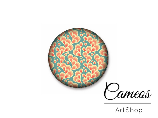 Round handmade glass cabochons 8mm up to 25mm, Retro Motive- L39 - Cameos Art Shop